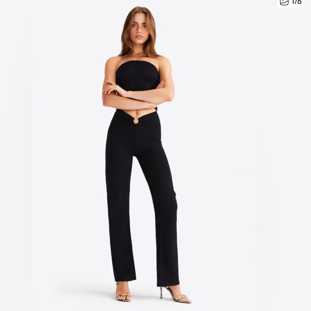 Susamusa London Silver O-Ring black sexy Trouser pants size UK  6 or US XS